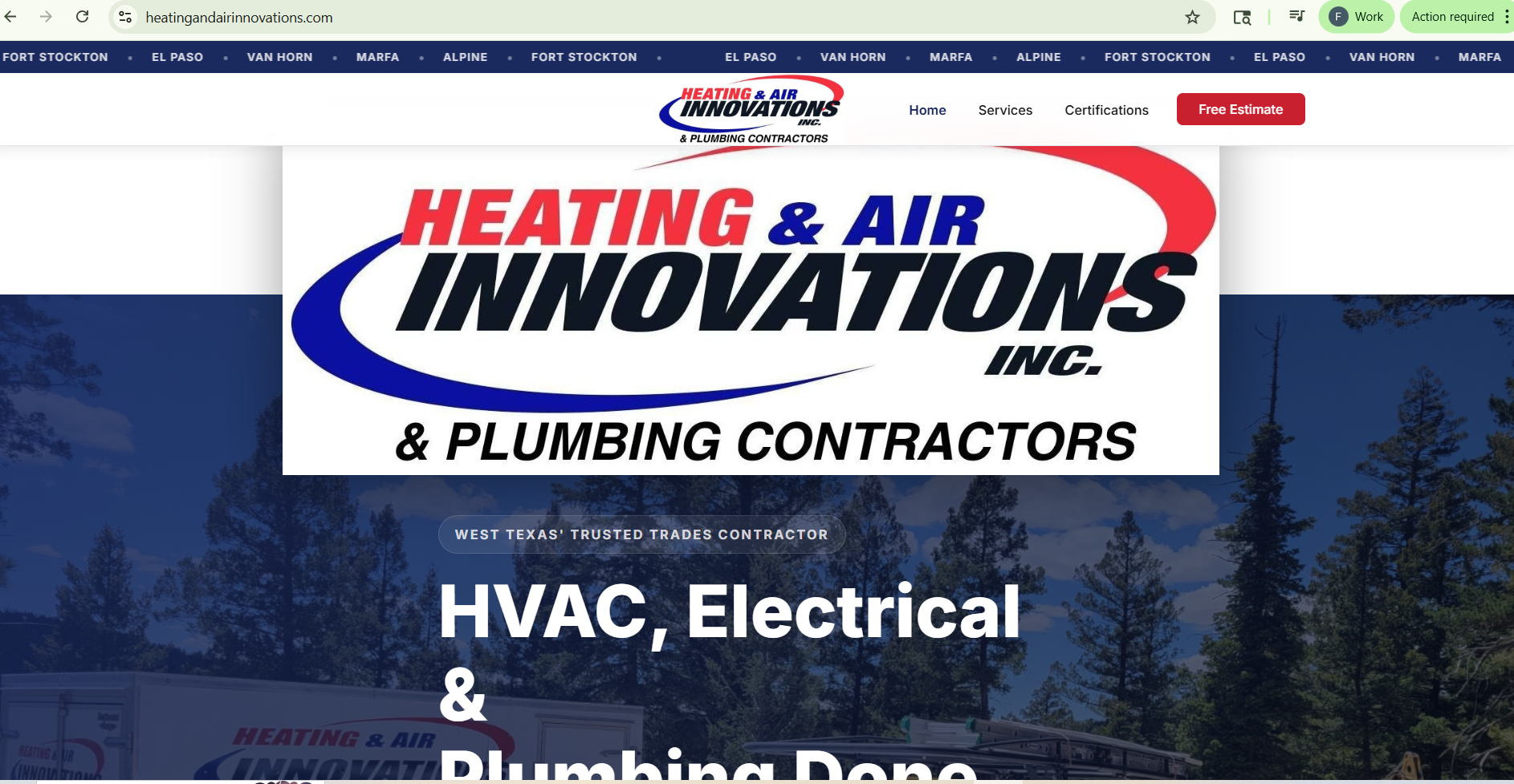 Heating & Air Innovations — live site desktop screenshot